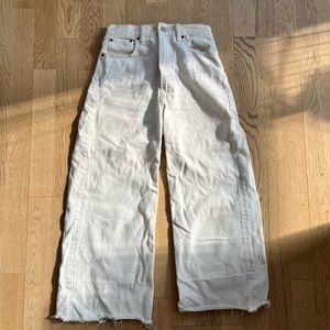 Abercrombie & Fitch Women’s Ultra High Rise Cropped Wide Leg Jeans - White